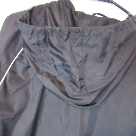 Adidas Black Windbreaker Rain Jacket Men's Medium Basic Sporty Zip Hood Pockets - Picture 6 of 7